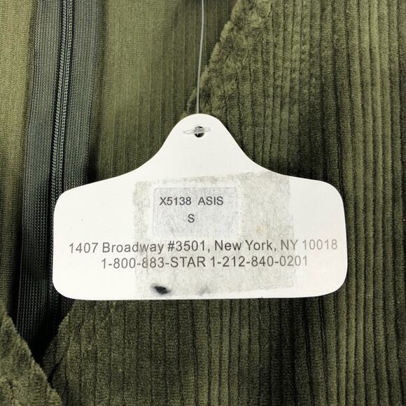 ANGIE Green Corduroy Cropped Jumpsuit Small NWT Stretch Surplice Button Boho - Picture 8 of 9